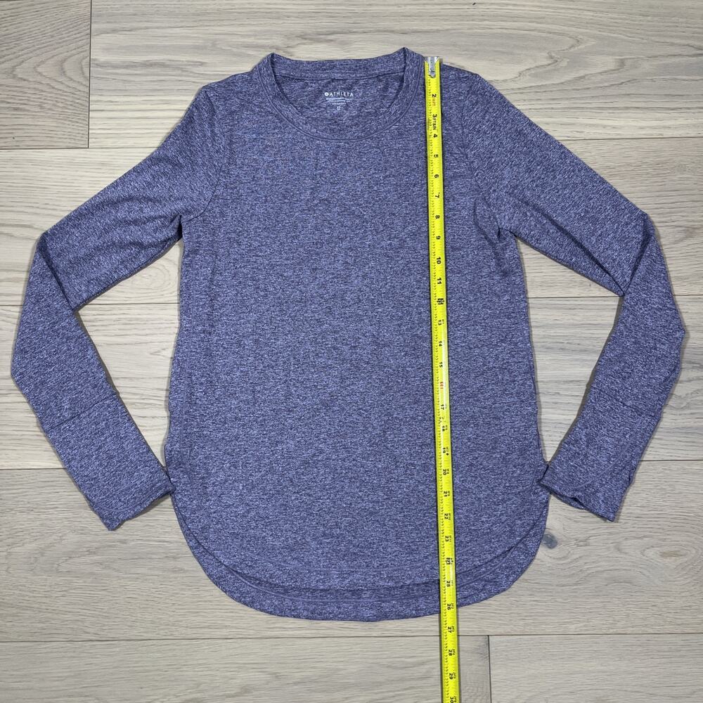 Athleta Womens Sz XS Performance T-Shirt Top Heathered Purple Stretch Athleisure - Picture 6 of 10
